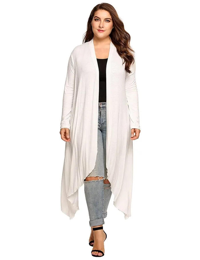 Womens Full Length Cardigan Style Loose-fitting Oversize Sweater