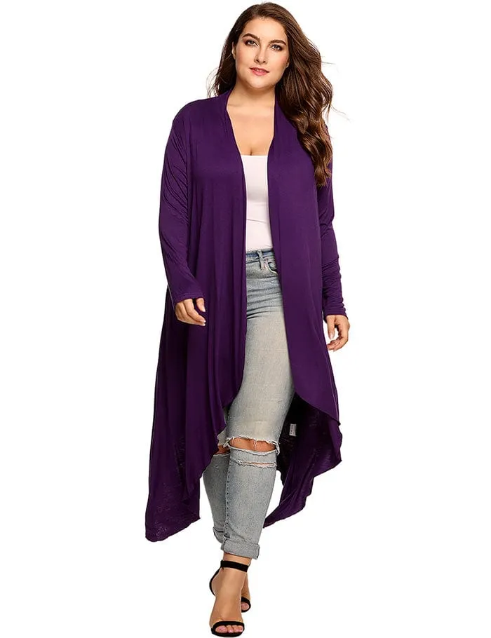 Womens Full Length Cardigan Style Loose-fitting Oversize Sweater