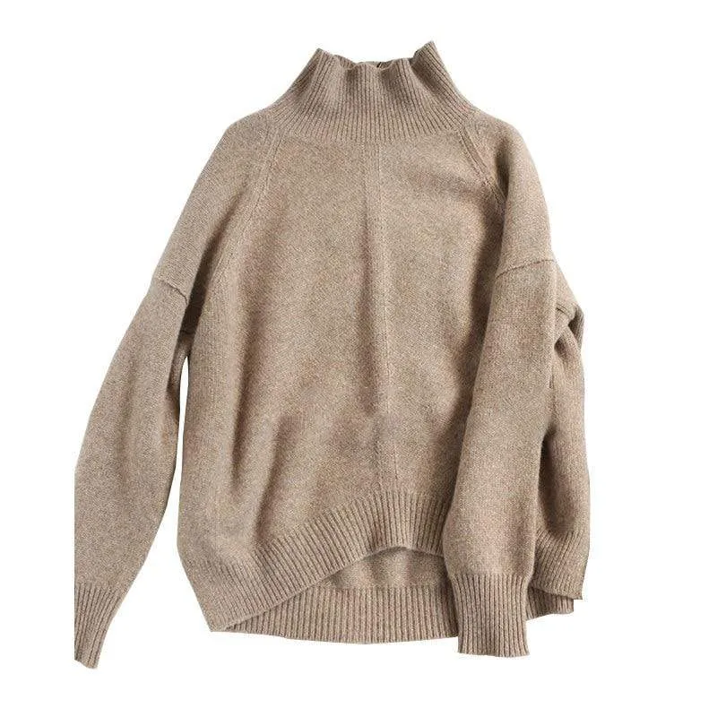 Women's High-Necked Pullover Loose Sweater