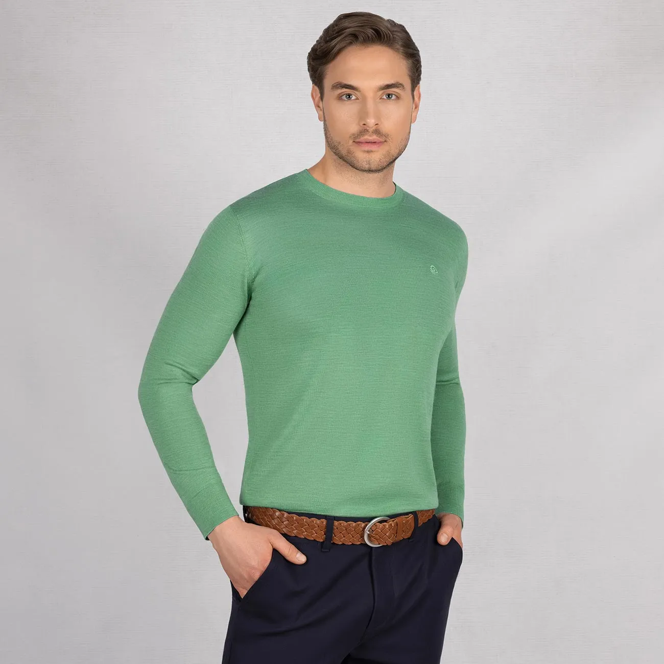 Wool Pullover Light Round Neck Men